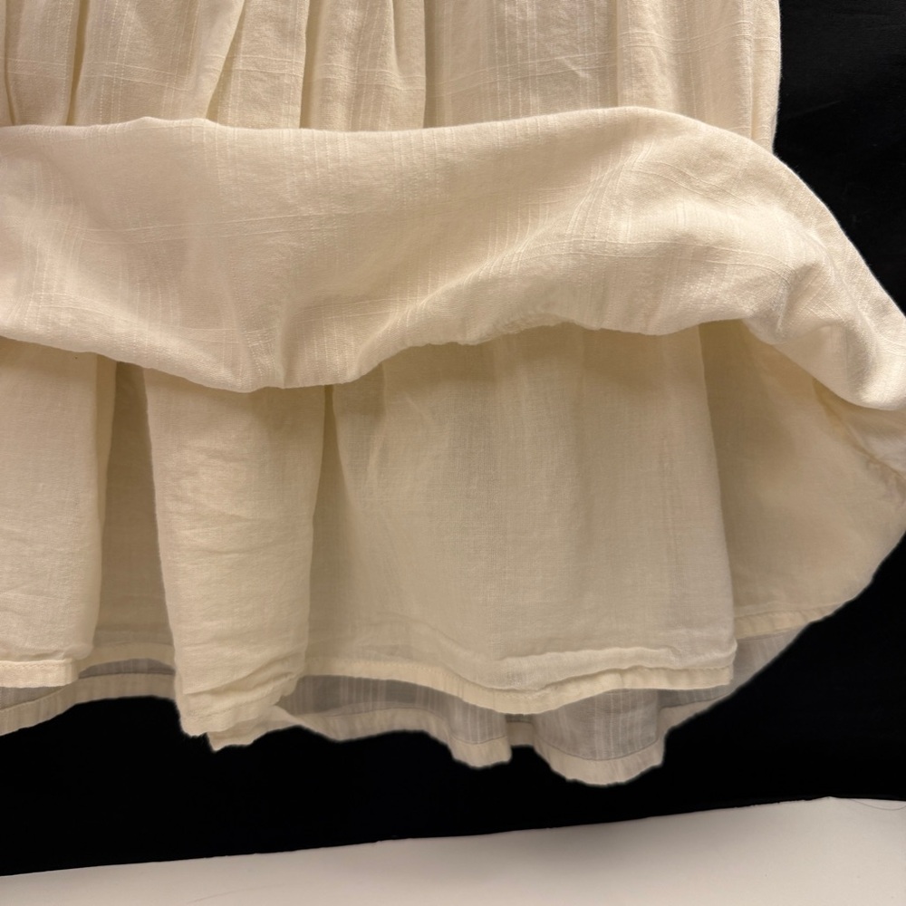 Old Navy Cream lined Sundress Girls size 4T Pleated Puff Sleeve Cotton Blend - Picture 7 of 7